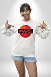 Mars Gezegen Erkek Kadın Unisex Dijital Baskılı Beyaz Sweatshirt