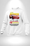 The Car Şimşek McQueeb Arabalar Ben Hızlıyım  Erkek Kadın Unisex Dijital Baskılı Beyaz Sweatshirt