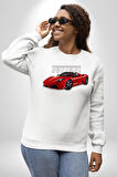 Ferrari F430 Scuderia Spider 16M Erkek Kadın Unisex Dijital Baskılı Beyaz Sweatshirt