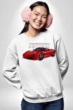 Ferrari F430 Scuderia Spider 16M Erkek Kadın Unisex Dijital Baskılı Beyaz Sweatshirt