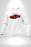 Ferrari F430 Scuderia Spider 16M Erkek Kadın Unisex Dijital Baskılı Beyaz Sweatshirt