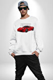 Ferrari F430 Scuderia Spider 16M Erkek Kadın Unisex Dijital Baskılı Beyaz Sweatshirt