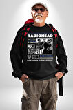 Radio Başlık Sürpriz Yok Sokak Style Erkek Kadın Unisex Dijital Baskılı Siyah Sweatshirt
