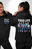 Korku Sineması Korku Kahramanları Haydut Hayatı Erkek Kadın Siyah Ön Sırt Baskılı Kapüşonlu Sweatshirt Hoodie