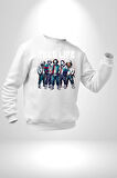 Korku Sineması Korku Kahramanları Haydut Hayatı Erkek Kadın Unisex Dijital Baskılı Beyaz Sweatshirt