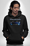 Maserati MC12 Corsa Modeli Araba Erkek Kadın Siyah Dijital Baskılı Kapüşonlu Sweatshirt Hoodie