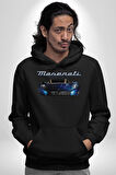 Maserati MC12 Corsa Modeli Araba Erkek Kadın Siyah Dijital Baskılı Kapüşonlu Sweatshirt Hoodie