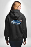 Audi R8 Le Mans Konsept Araba Erkek Kadın Siyah Ön Sırt Baskılı Kapüşonlu Sweatshirt Hoodie