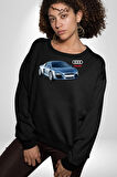 Audi R8 Le Mans Konsept Araba Erkek Kadın Unisex Dijital Baskılı Siyah Sweatshirt