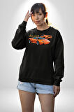 Lamborghini Diablo 2001 Turuncu Araba Boğa Erkek Kadın Unisex Dijital Baskılı Siyah Sweatshirt