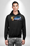 1995 Porshe 911 Carrera Turbo Araba Erkek Kadın Siyah Dijital Baskılı Kapüşonlu Sweatshirt Hoodie