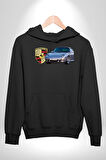 1995 Porshe 911 Carrera Turbo Araba Erkek Kadın Siyah Dijital Baskılı Kapüşonlu Sweatshirt Hoodie