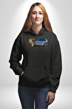 1995 Porshe 911 Carrera Turbo Araba Erkek Kadın Siyah Dijital Baskılı Kapüşonlu Sweatshirt Hoodie