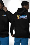 1995 Porshe 911 Carrera Turbo Araba Erkek Kadın Siyah Ön Sırt Baskılı Kapüşonlu Sweatshirt Hoodie