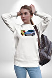 1995 Porshe 911 Carrera Turbo Araba Erkek Kadın Unisex Dijital Baskılı Beyaz Sweatshirt