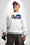 1995 Porshe 911 Carrera Turbo Araba Erkek Kadın Unisex Dijital Baskılı Beyaz Sweatshirt