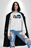 1995 Porshe 911 Carrera Turbo Araba Erkek Kadın Unisex Dijital Baskılı Beyaz Sweatshirt