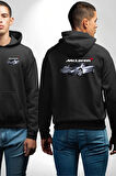 McLaren F1 Araba Erkek Kadın Siyah Ön Sırt Baskılı Kapüşonlu Sweatshirt Hoodie