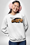Shelby Mustang Araba Style Erkek Kadın Unisex Dijital Baskılı Beyaz Sweatshirt