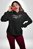 Bugatti EB110 GT Grigio Chiaro Erkek Kadın Siyah Dijital Baskılı Kapüşonlu Sweatshirt Hoodie