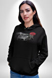 Bugatti EB110 GT Grigio Chiaro Erkek Kadın Siyah Dijital Baskılı Kapüşonlu Sweatshirt Hoodie