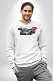 Bugatti EB110 GT Grigio Chiaro Erkek Kadın Unisex Dijital Baskılı Beyaz Sweatshirt