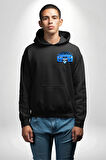 BMW Mavi M3 Cabrio Erkek Kadın Siyah Ön Sırt Baskılı Kapüşonlu Sweatshirt Hoodie