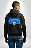 BMW Mavi M3 Cabrio Erkek Kadın Siyah Ön Sırt Baskılı Kapüşonlu Sweatshirt Hoodie