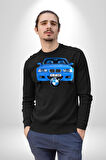 BMW Mavi M3 Cabrio Erkek Kadın Unisex Dijital Baskılı Siyah Sweatshirt