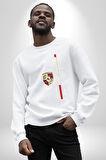 Porsche Logo Klasik Stil Tasarım Erkek Kadın Unisex Dijital Baskılı Beyaz Sweatshirt