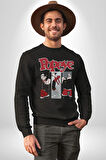 Popeye Karikatür Karakterleri Retro Tasarım Erkek Kadın Unisex Dijital Baskılı Siyah Sweatshirt