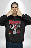 Popeye Karikatür Karakterleri Retro Tasarım Erkek Kadın Unisex Dijital Baskılı Siyah Sweatshirt
