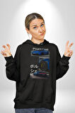 Porsche GT3 Japon Stil Performans Tasarımı Erkek Kadın Siyah Dijital Baskılı Kapüşonlu Sweatshirt Hoodie