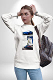 Porsche GT3 Japon Stil Performans Tasarımı Erkek Kadın Unisex Dijital Baskılı Beyaz Sweatshirt