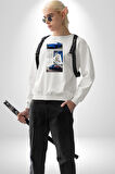 Porsche GT3 Japon Stil Performans Tasarımı Erkek Kadın Unisex Dijital Baskılı Beyaz Sweatshirt