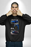 Porsche GT3 Japon Stil Performans Tasarımı Erkek Kadın Unisex Dijital Baskılı Siyah Sweatshirt