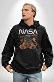 Nasa Astronot Ayı Tedy Uzay Erkek Kadın Siyah Dijital Baskılı Kapüşonlu Sweatshirt Hoodie