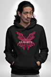 Aşk Kazanır Ölüm Kelebek Tasarımı Aşkın Ateşi Erkek Kadın Siyah Dijital Baskılı Kapüşonlu Sweatshirt Hoodie