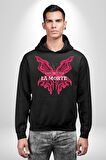 Aşk Kazanır Ölüm Kelebek Tasarımı Aşkın Ateşi Erkek Kadın Siyah Dijital Baskılı Kapüşonlu Sweatshirt Hoodie