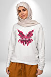 Aşk Kazanır Ölüm Kelebek Tasarımı Aşkın Ateşi Erkek Kadın Unisex Dijital Baskılı Beyaz Sweatshirt