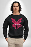 Aşk Kazanır Ölüm Kelebek Tasarımı Aşkın Ateşi Erkek Kadın Unisex Dijital Baskılı Siyah Sweatshirt