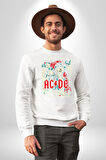 AC/DC Highway to Hell Rock Tasarım Erkek Kadın Unisex Dijital Baskılı Beyaz Sweatshirt