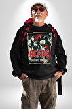 AC/DC Highway to Hell Rock Tasarım Erkek Kadın Unisex Dijital Baskılı Siyah Sweatshirt