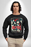 AC/DC Highway to Hell Rock Tasarım Erkek Kadın Unisex Dijital Baskılı Siyah Sweatshirt