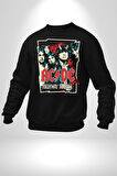 AC/DC Highway to Hell Rock Tasarım Erkek Kadın Unisex Dijital Baskılı Siyah Sweatshirt