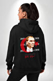 30 Ağustos Zafer Bayramı Ve Atatürk Ay Yıldız Erkek Kadın Siyah Ön Sırt Baskılı Kapüşonlu Sweatshirt Hoodie