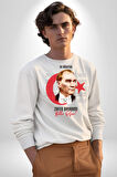 30 Ağustos Zafer Bayramı Ve Atatürk Ay Yıldız Erkek Kadın Unisex Dijital Baskılı Beyaz Sweatshirt