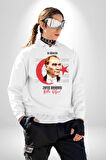 30 Ağustos Zafer Bayramı Ve Atatürk Ay Yıldız Erkek Kadın Unisex Dijital Baskılı Beyaz Sweatshirt