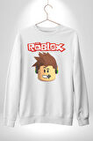 Roblox Karakter Eğlenceli Oyun Tasarımı Erkek Kadın Unisex Dijital Baskılı Beyaz Sweatshirt