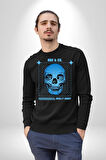 Sokak Sitili Kurukafa Erkek Kadın Unisex Dijital Baskılı Siyah Sweatshirt